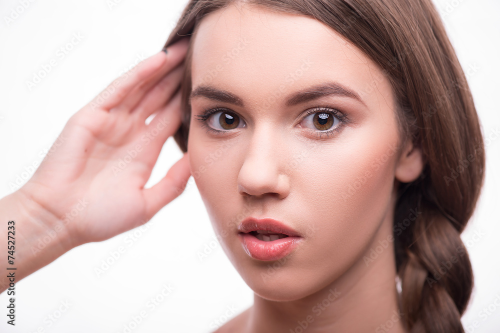 Fototapeta premium Beautiful girl expresses different emotions
