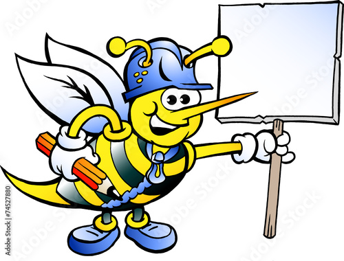 Happy Working Bee Holding a Sign