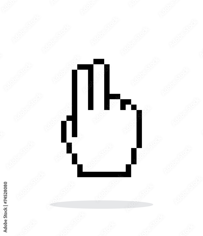 Two fingers. Pixel hand cursor icon on white background. Two fingers. Pixel hand cursor icon on white background.
