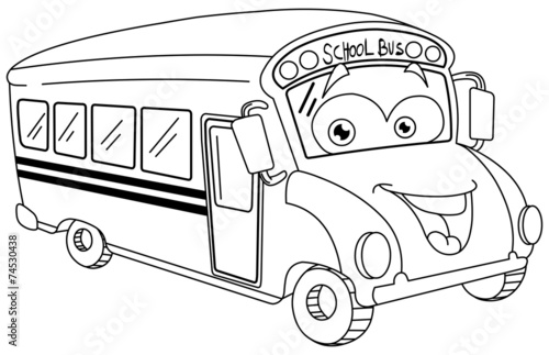 Outlined school bus cartoon