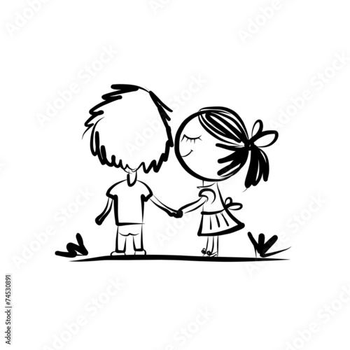 Couple in love together, valentine sketch for your design