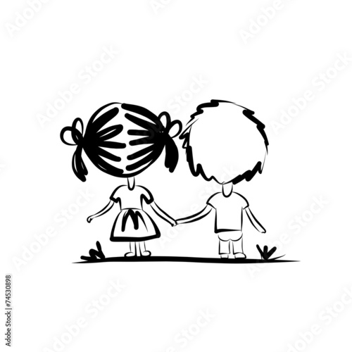 Couple in love together, valentine sketch for your design
