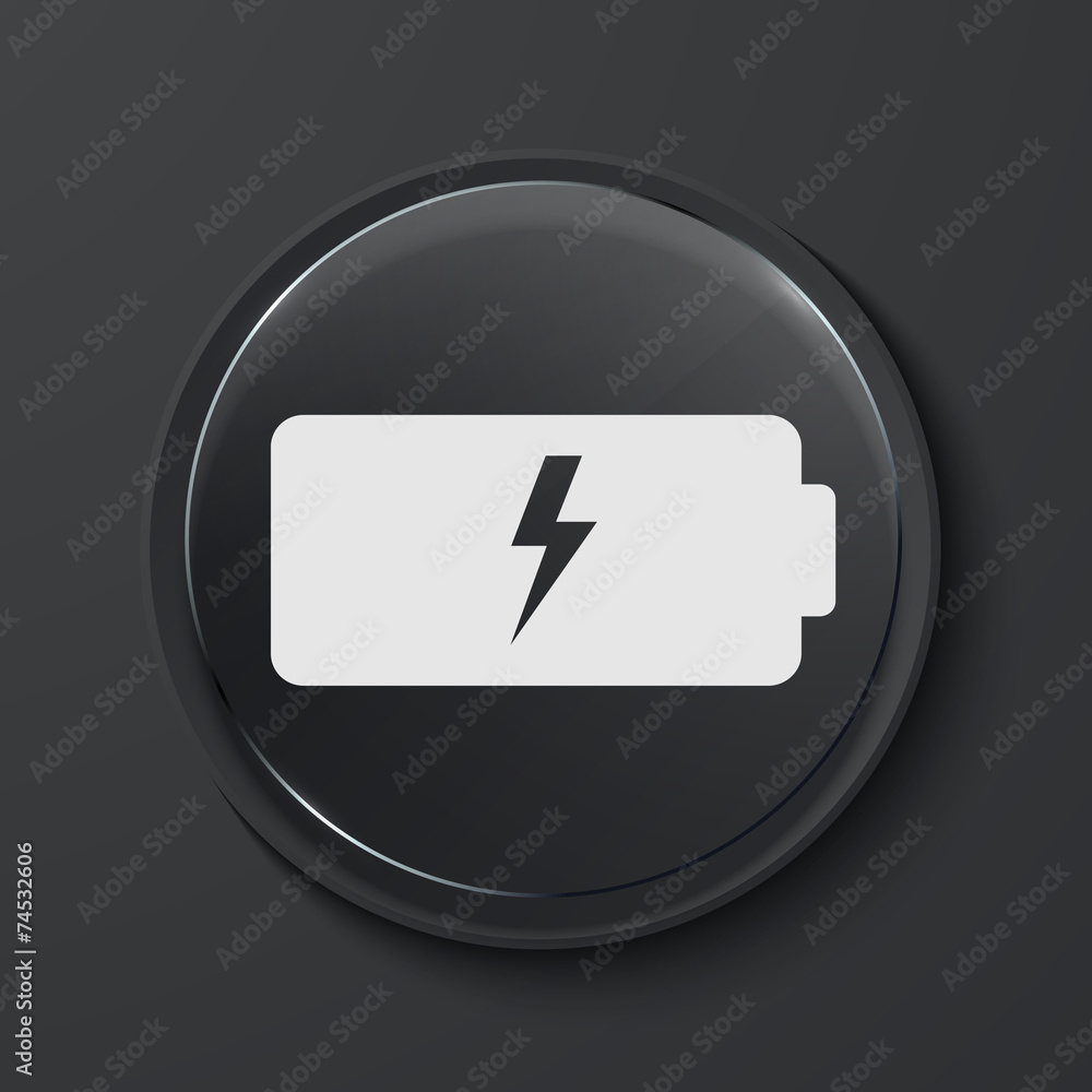 Vector modern black glass circle icon.