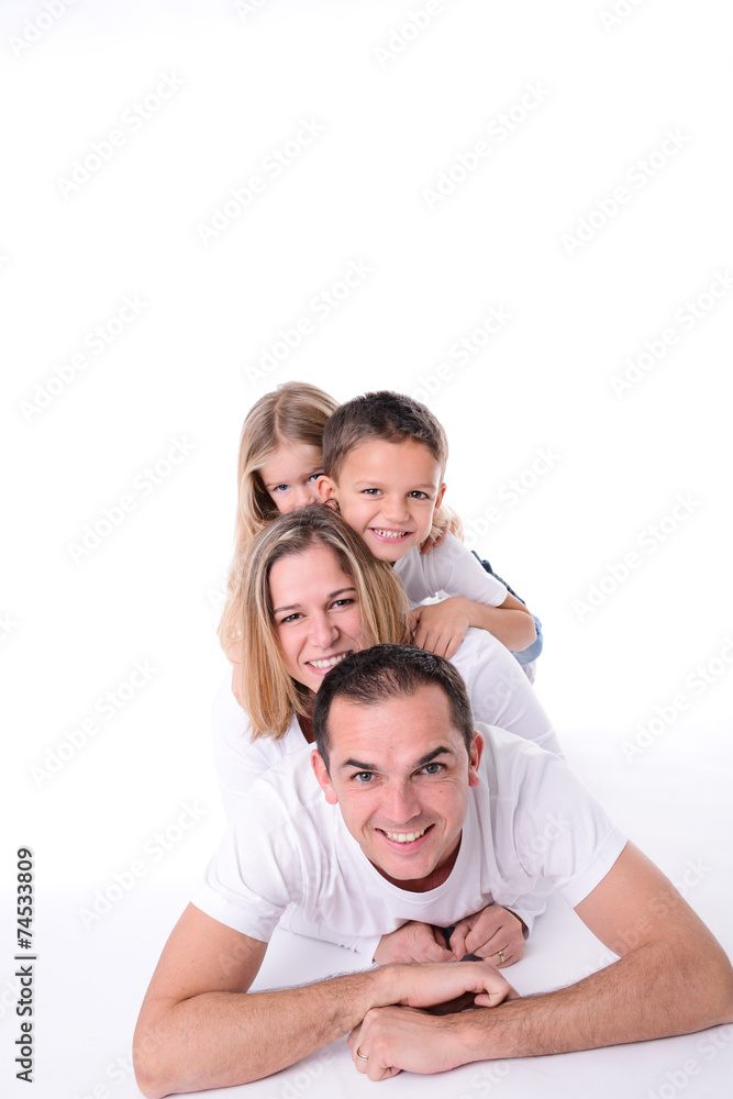 isolated studio shot happy family of four with little kids isolated studio shot happy family of four with little kids