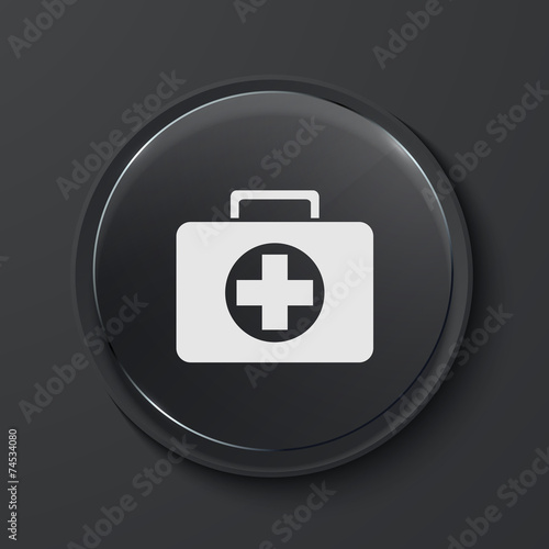 Vector modern black glass circle icon.