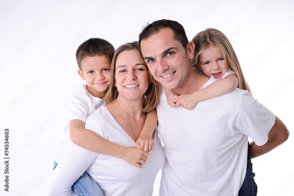 isolated studio shot happy family of four with little kids isolated studio shot happy family of four with little kids