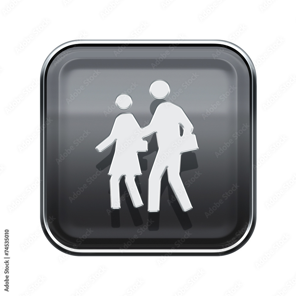 People icon glossy grey, isolated on white background People icon glossy grey, isolated on white background