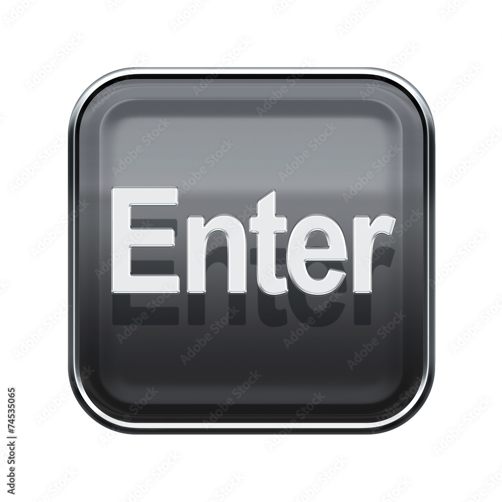 Enter icon glossy grey, isolated on white background Enter icon glossy grey, isolated on white background