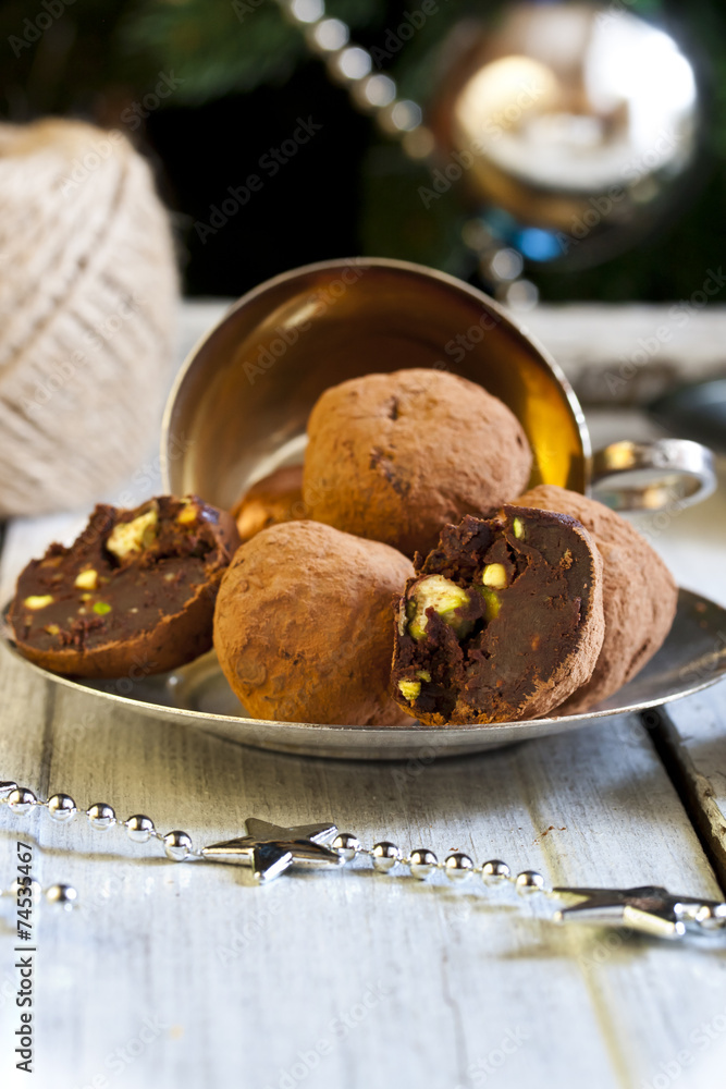 chocolates with pistachio praline, cognac and liqueur chocolates with pistachio praline, cognac and liqueur