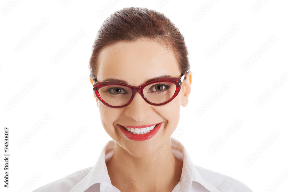 Portrait of young smiling businesswoman in eyewear Portrait of young smiling businesswoman in eyewear