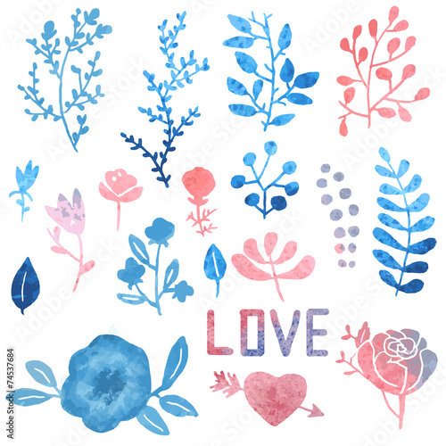 Watercolor nature clip art.