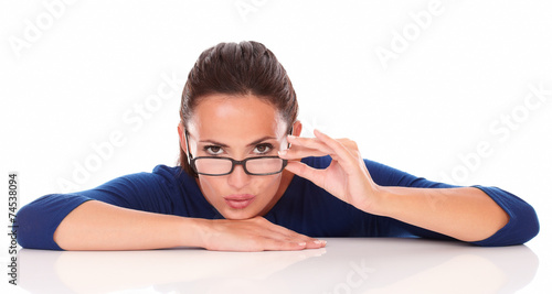 Sexy latin woman with glasses looking at you © pablocalvog