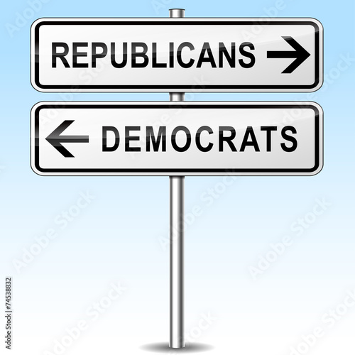 republicans and democrats directions sign