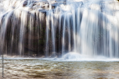 Close-up scenic waterfall flowing on stone at Mae Sa waterfall D