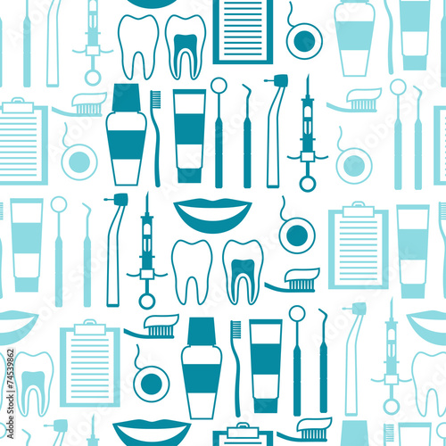 Medical seamless pattern with dental equipment icons. #74539862