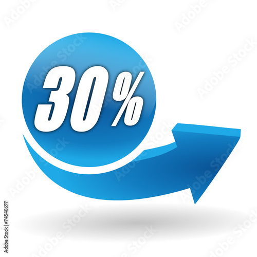 30 pourcents sur bouton web bleu