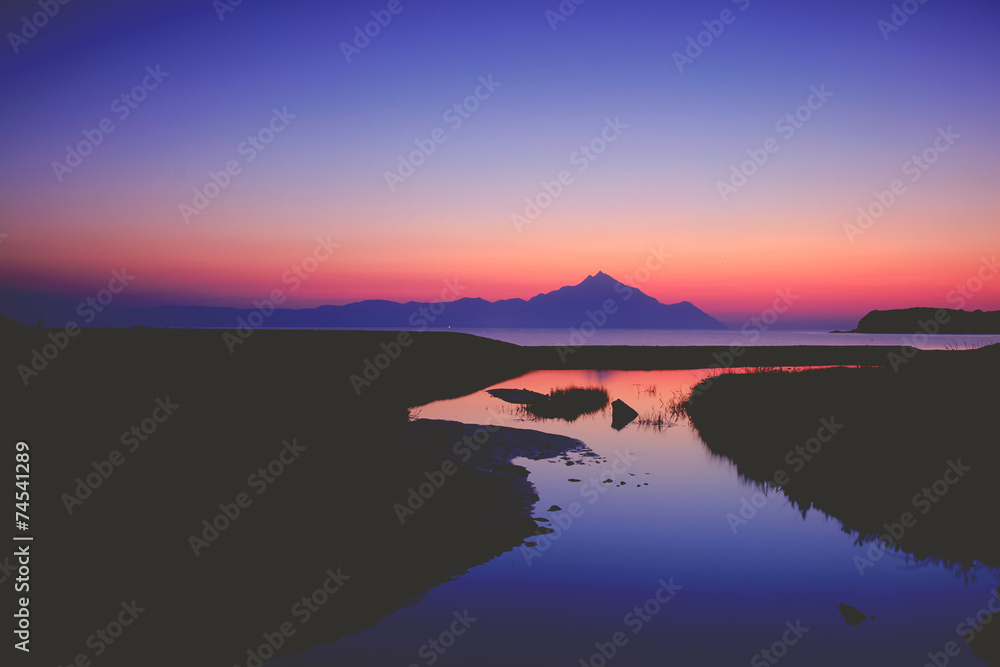 Beautiful sunrise in lake