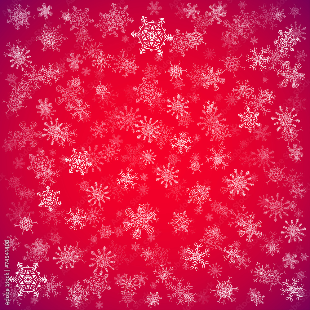 Red Christmas background with different snowflakes Red Christmas background with different snowflakes