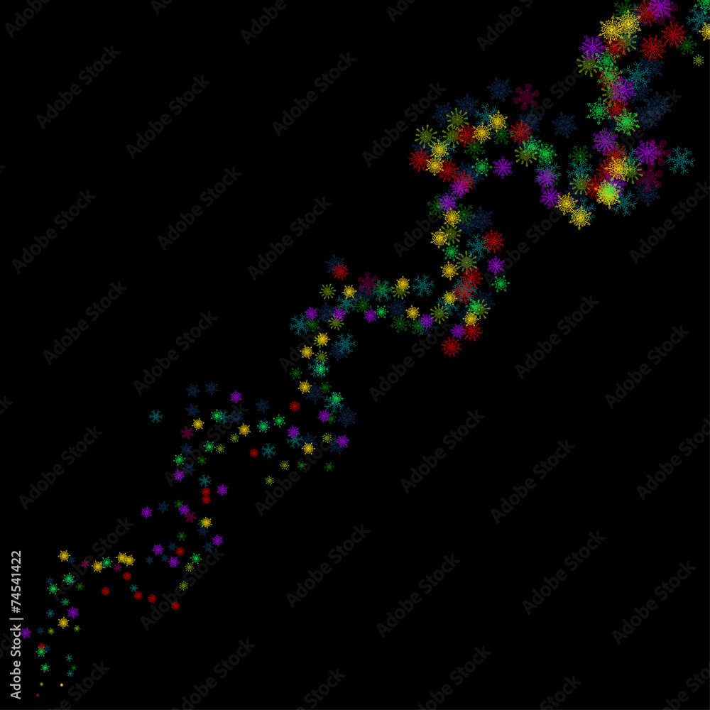 Colorful snowflakes blizzard in the darkness Colorful snowflakes blizzard in the darkness