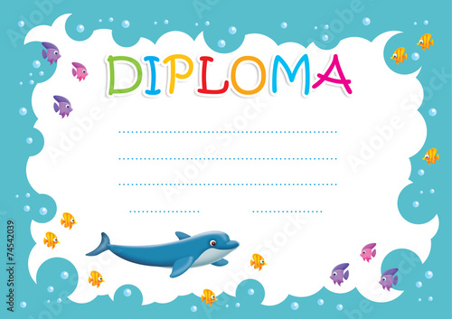 Diploma for children with dolphin