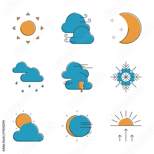 Weather line icons set