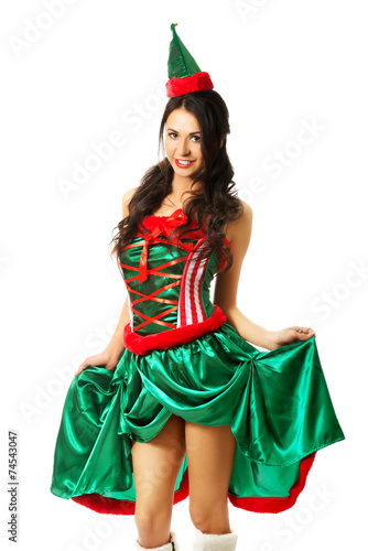 Full length beautiful woman wearing elf clothes