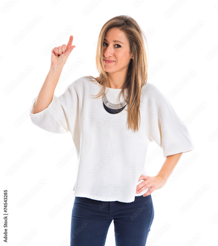 Woman doing tiny sign Woman doing tiny sign