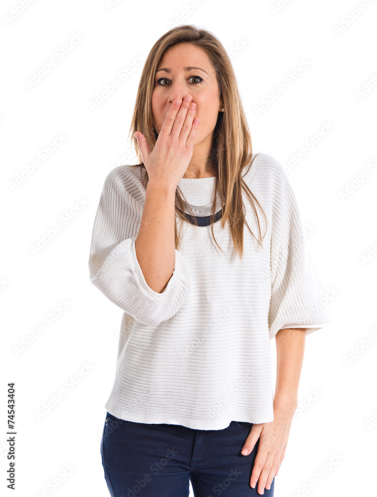 Woman doing surprise gesture Woman doing surprise gesture