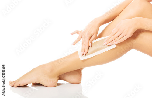 Close up of woman legs waxed