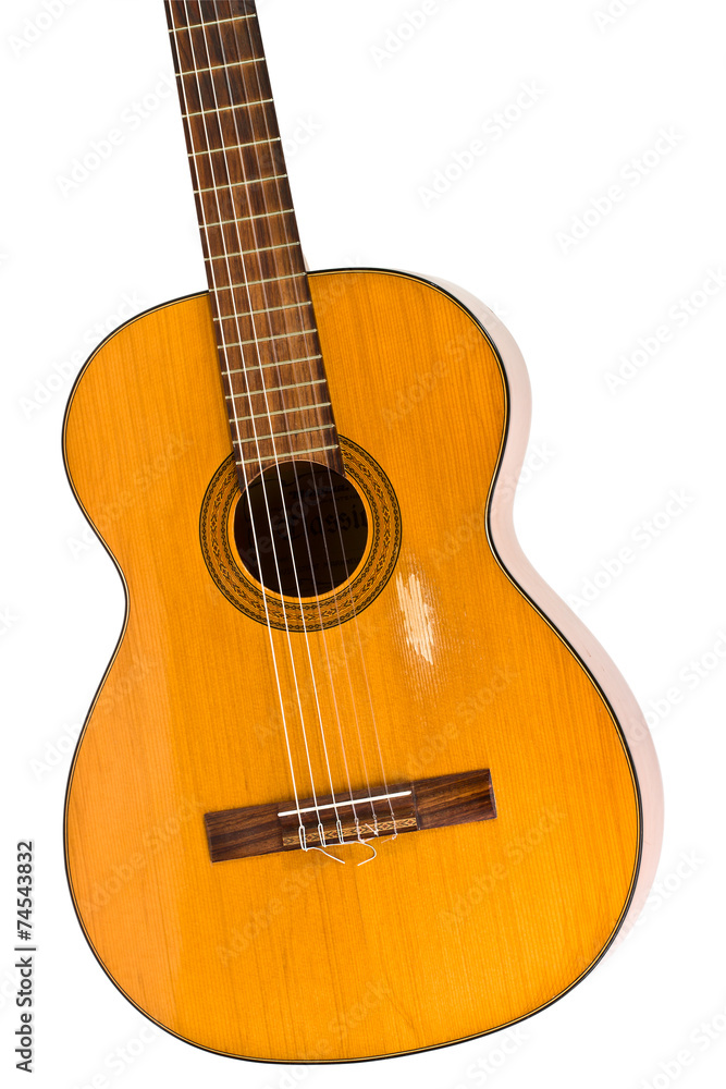 Obraz premium The old classical guitar isolated on white background