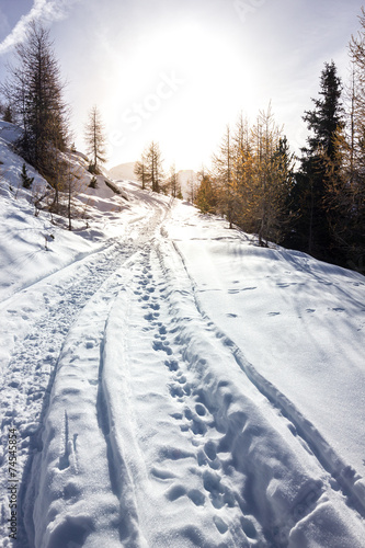 Paesaggio di montagna in inverno con neve © MarcoMonticone