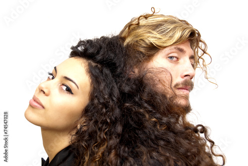 Beautiful portrait of a loving couple are back to back