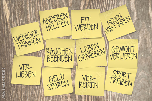 Quadro em tela klebezettel Post-it, Gute Vorsätze Neues Jahr, neue ziele