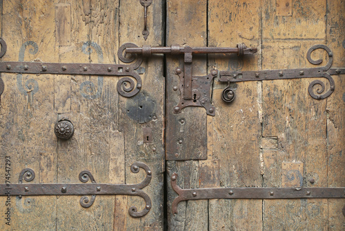 Old wooden gate, Villefranche de Conflent, France.