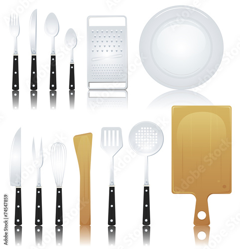 Fork, Knife And Various Kitchenware photo