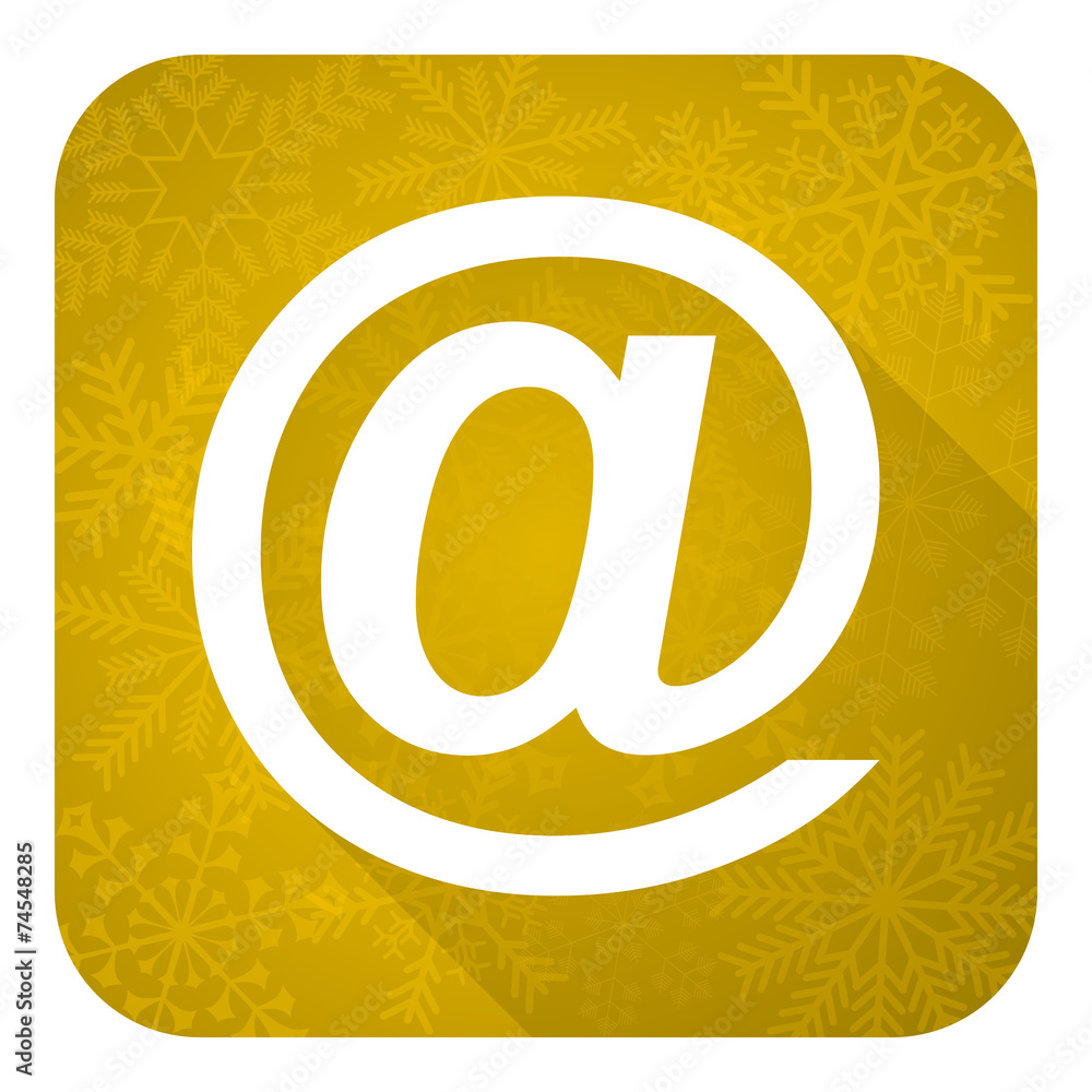 email flat icon, gold christmas button