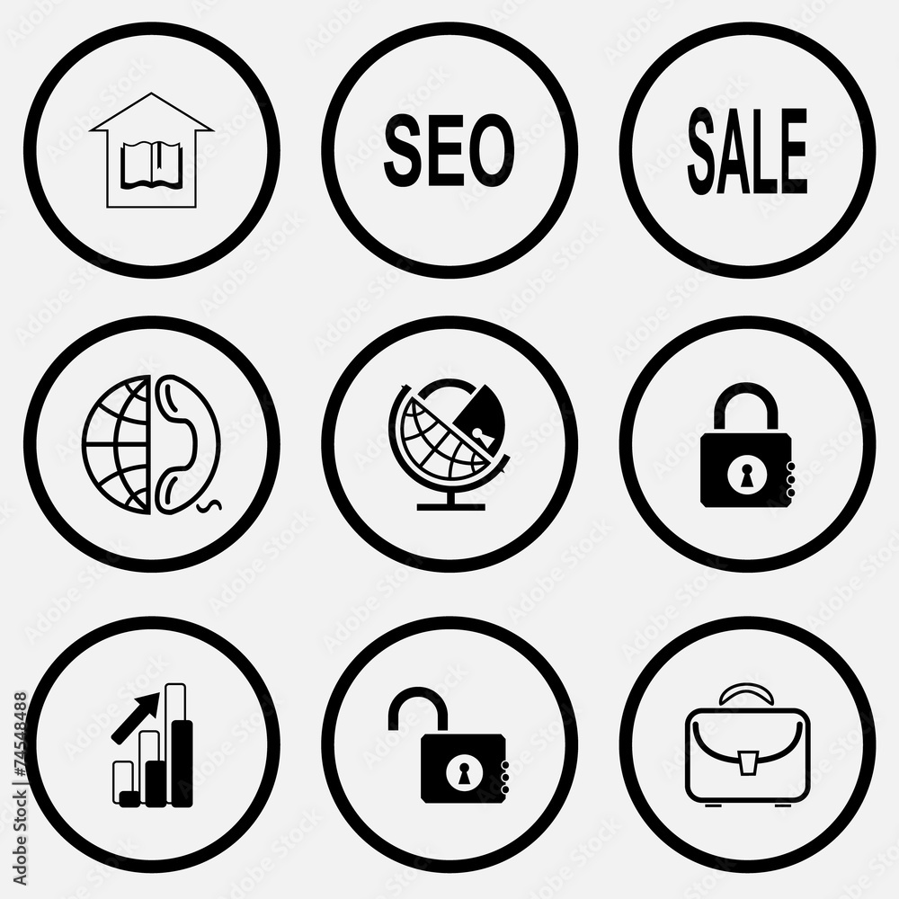 library, seo, sale, globe and phone, globe and lock, closed lock library, seo, sale, globe and phone, globe and lock, closed lock