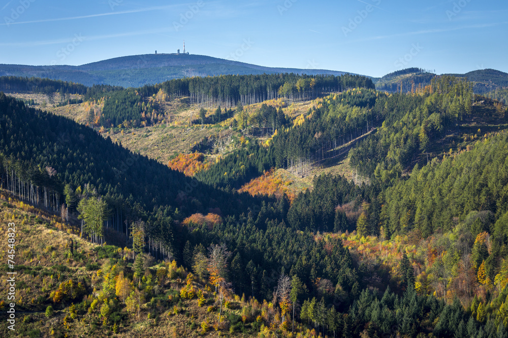 Fototapeta premium herbstlicher Brocken, Harz