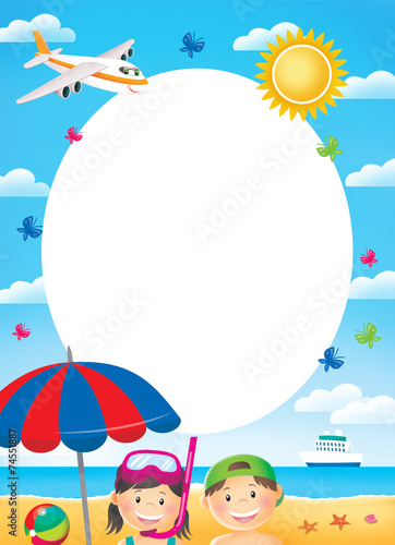 Diploma for children with kids, summertime