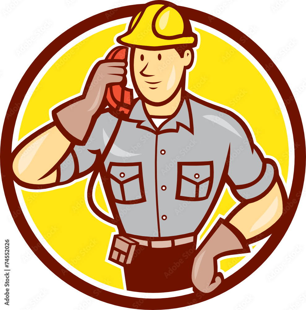 Telephone Repairman Phone Circle Cartoon Telephone Repairman Phone Circle Cartoon