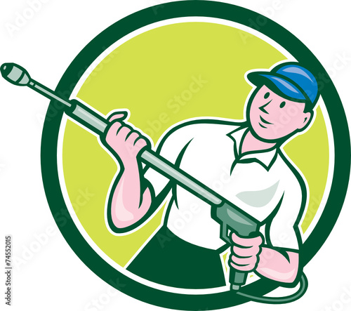 Pressure Washer Water Blaster Circle Cartoon