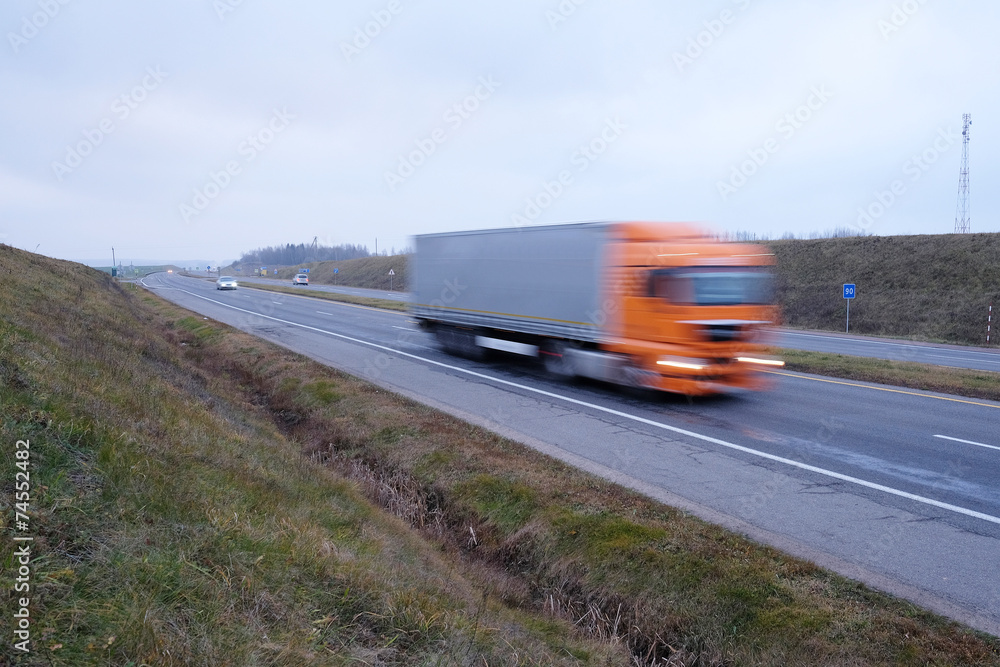 truck in movement