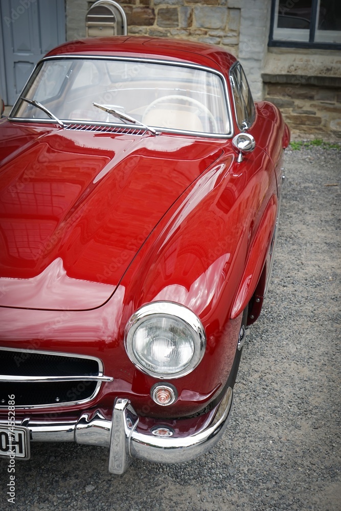 Obraz Ciemnoczerwony, elegancki samochód, zabytkowy samochód - Bildausschnitt