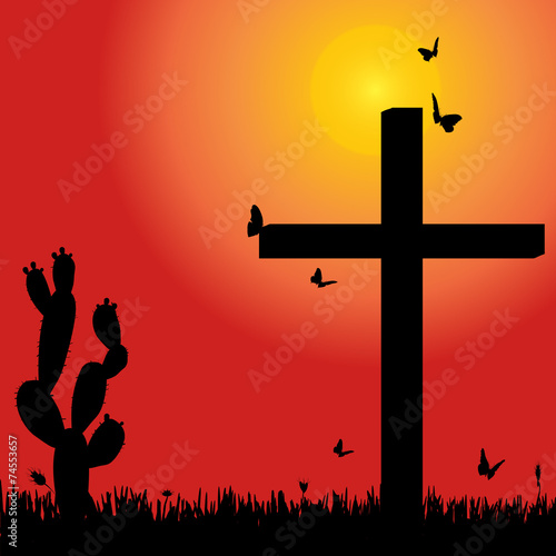 Vector silhouette cross.