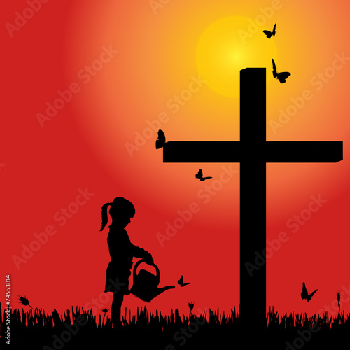 Vector silhouette girl.