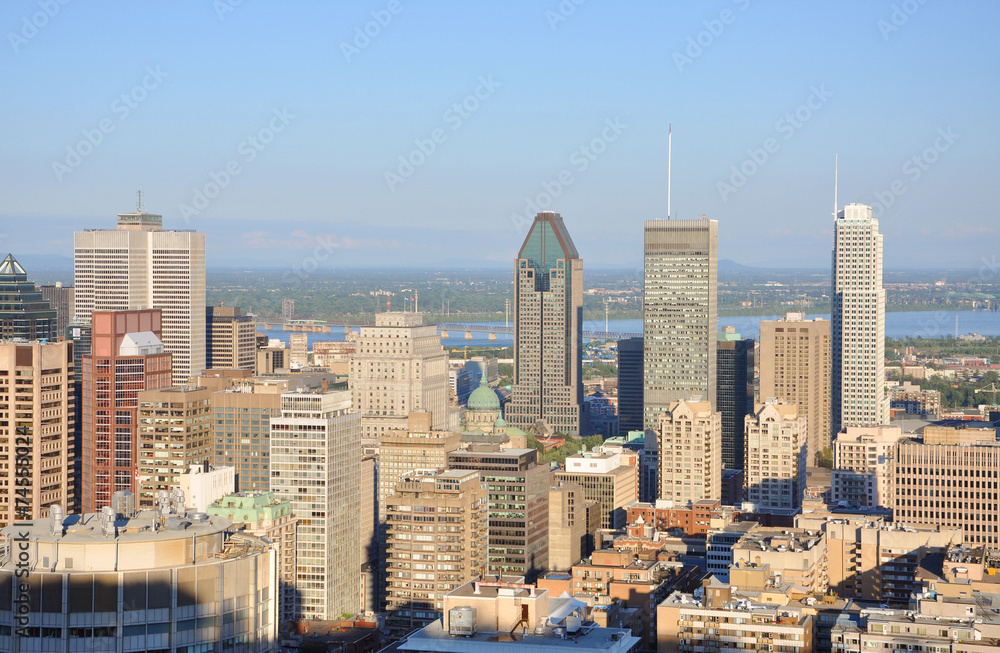 Montreal city skyline in financial district, Montreal, Quebec