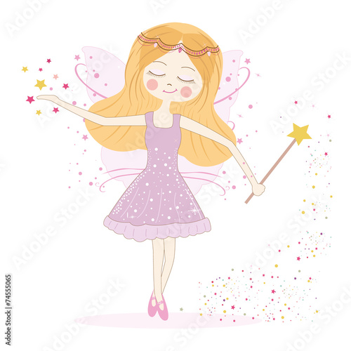 Cute fairy girl with stars vector
