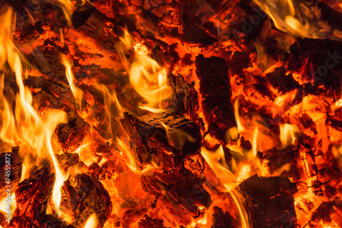 Embers from wood pallets