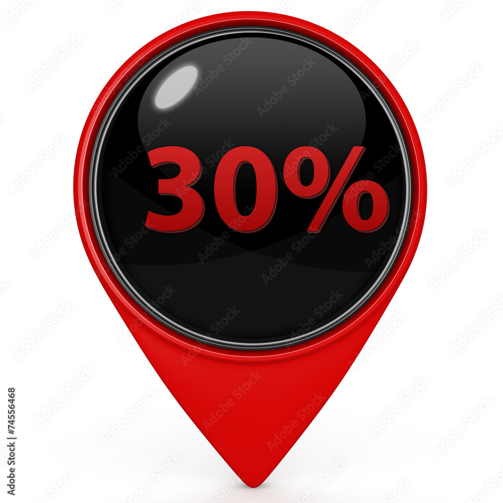 Thirty percent pointer icon on white background Thirty percent pointer icon on white background