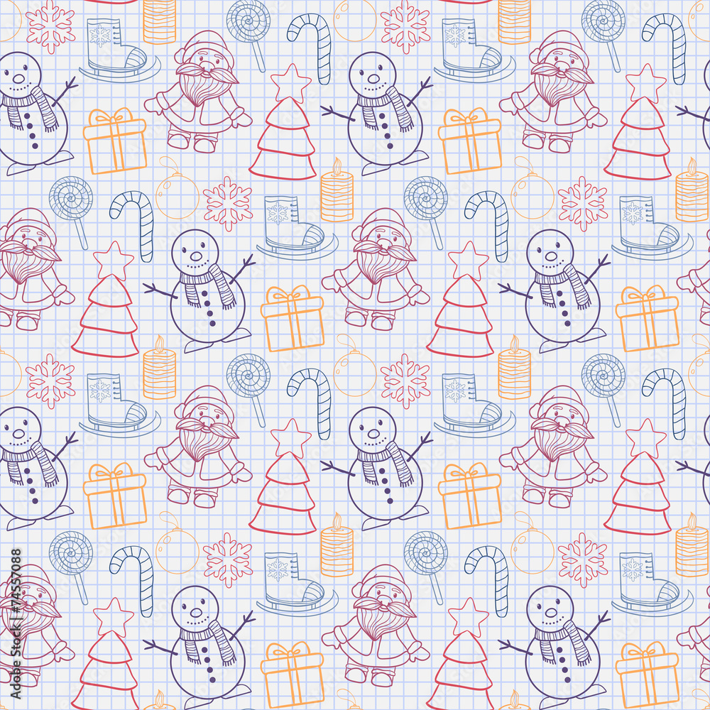 Seamless   Happy New Year and Merry Christmas pattern